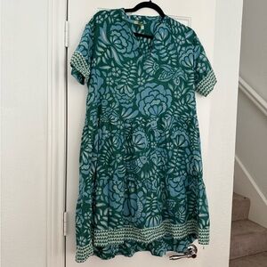 Dolma Green Blue Floral Dress Size XL